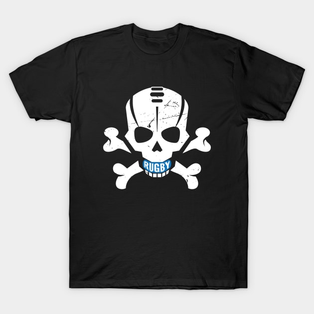 Rugby Fan Pirate Skull T-Shirt by atomguy